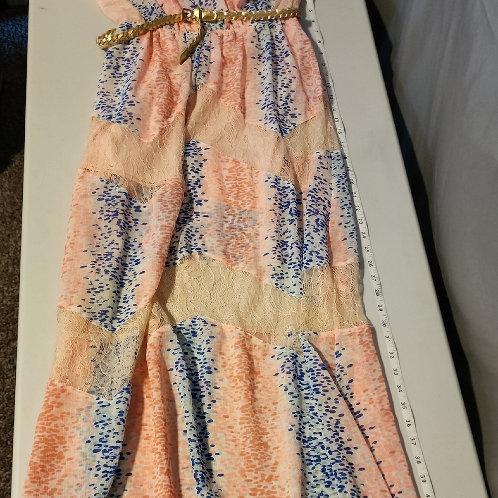 Candies Pink And Blue Tiered Maxi Skirt for Cocktail - Picture 6 of 10